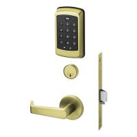 Yale nexTouch Mortise Lock Z-Wave Plus v2 Pushbutton Cylinder Override, Augusta Lever, Polished Brass